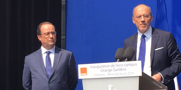 Le President de la Republique Francois Hollande et Stephane Richard PDG d Orange (Credits photo  D.R)